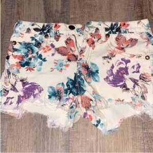 FreePeople Floral High-Rise Women’s Shorts - White with Multicolor Print
